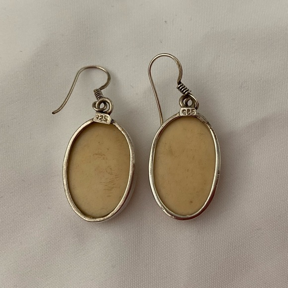 Sterling Silver framed Koi Fish Hook Earrings - Picture 3 of 3